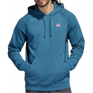 Adidas Men's Teal Hoodie with Red Logo